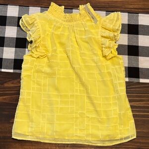 Hausen Gracie smocked neck yellow small top new